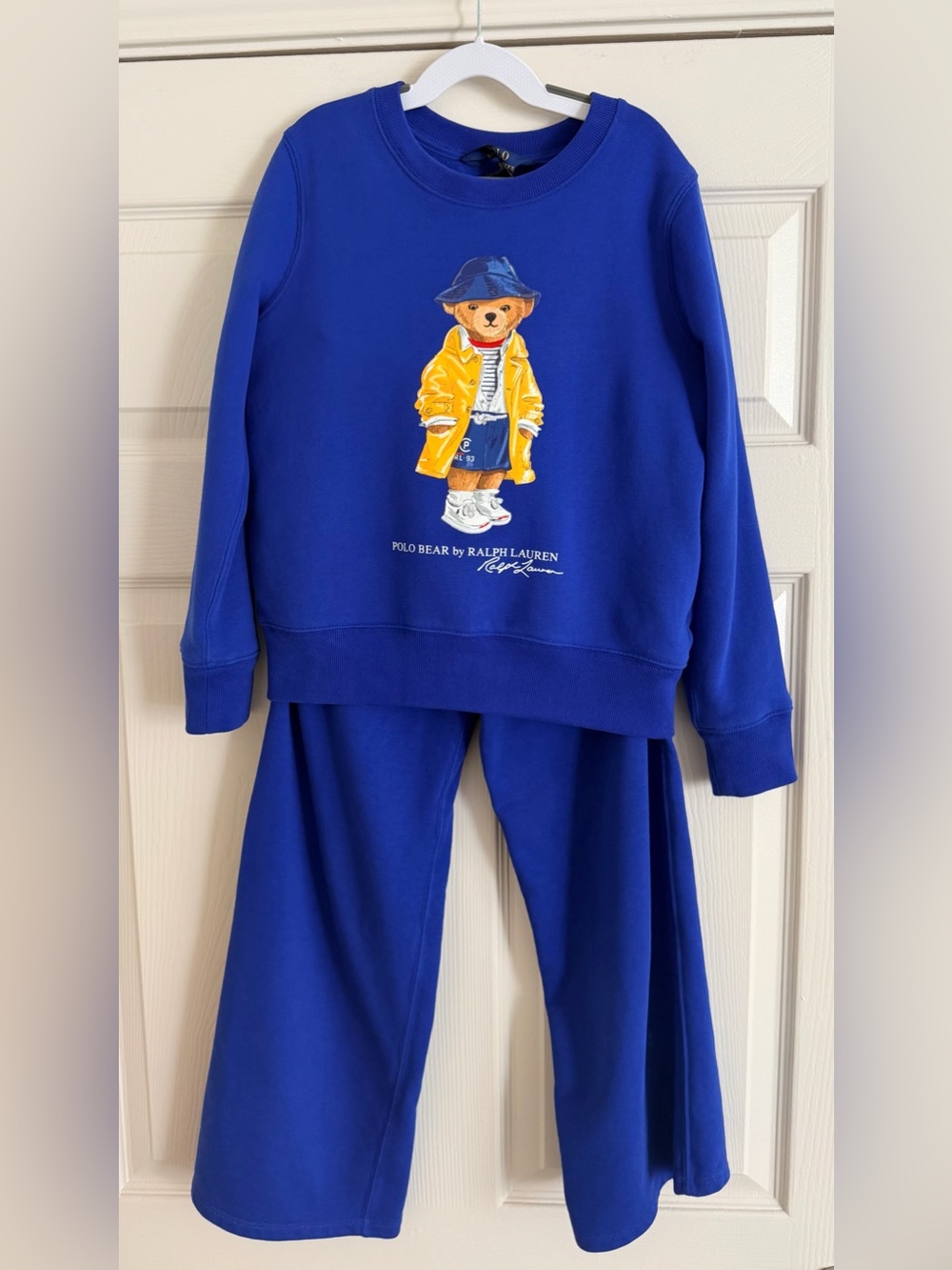 Ralph Lauren Royal Blue Polo Bear Sweatshirt & Sweatpants Set Sz.10-12